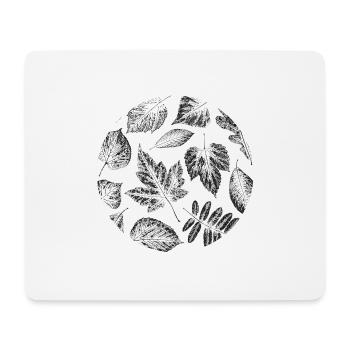 Blätter Herbst Laub schwarz Geschenk - Mousepad (Querformat) - Weiß - Vorne