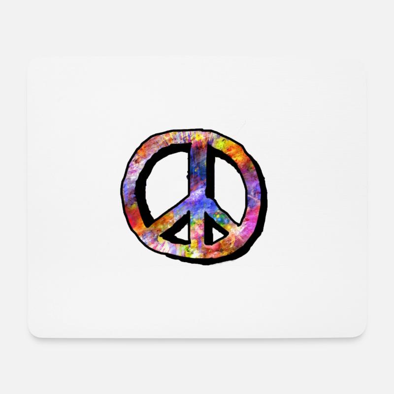 Buntes Peace Symbol - Mousepad (Querformat) - Weiß