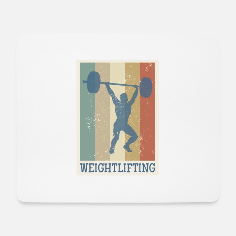 Gewichtheben retro vintage Geschenk Sport Kraft - Mousepad (Querformat) - Weiß
