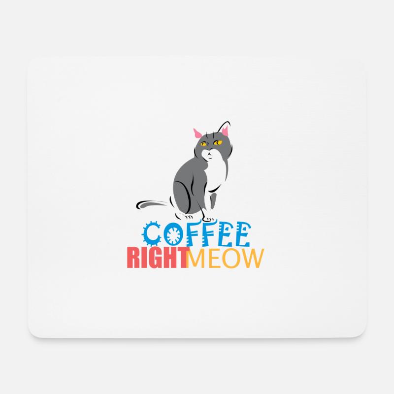 Katze Coffe Miau/Meow - Mousepad (Querformat) - Weiß