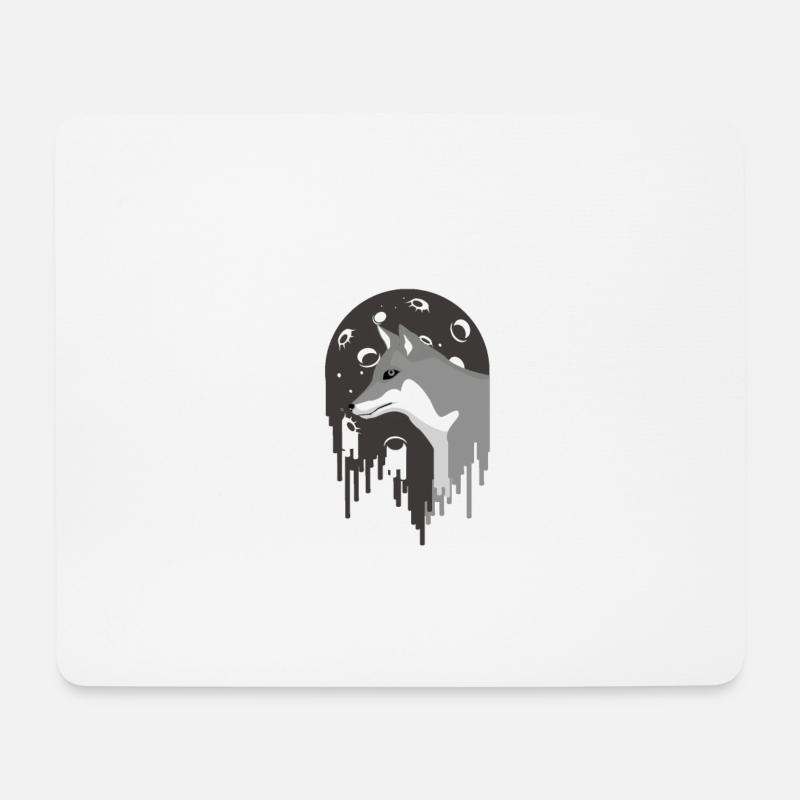 Hund Vollmond - Mousepad (Querformat) - Weiß