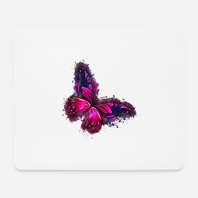 Schmetterling Rosa hell glühend - Mousepad (Querformat) - Weiß
