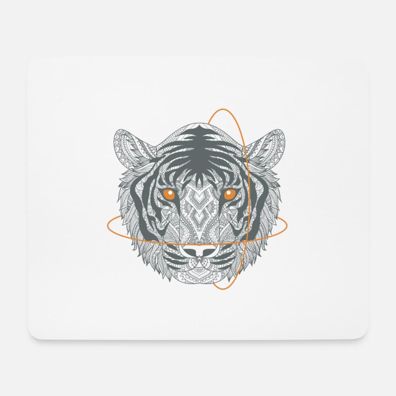 Tiger head black white - Mouse Pad (horizontal) - white