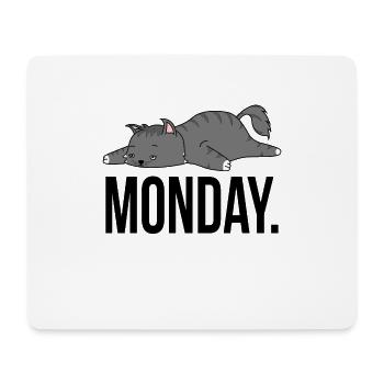 Cat Monday saying geek work laziness gift - Mouse Pad (horizontal) - white - Front