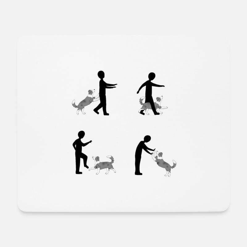 Vier Bilder Pixel dog dancing Border Collie - Mousepad (Querformat) - Weiß