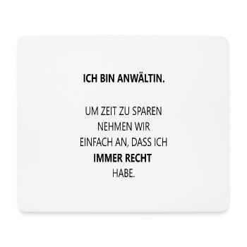 Lawyer Shirt - Funny Jura Sayings Cadeau - Tapis de souris (format paysage) - blanc - Devant