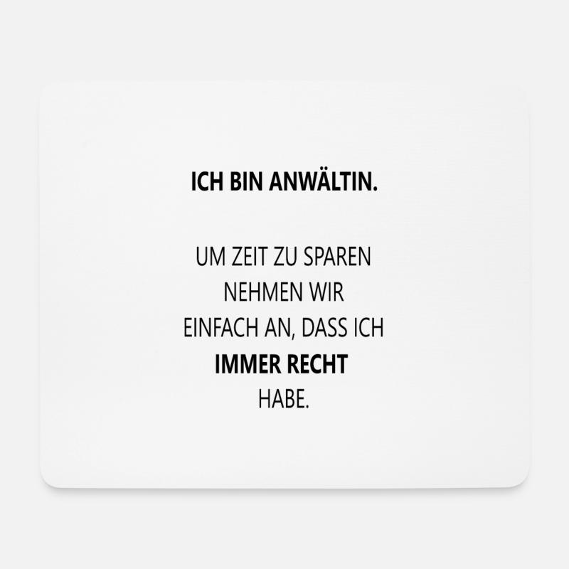 Anwältin Shirt - lustiges Geschenk Jura Sprüche - Mousepad (Querformat) - Weiß
