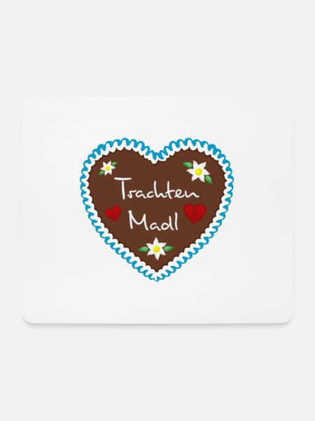 Lebkuchenherz Trachten Madl blau - Mousepad (Querformat) - Weiß