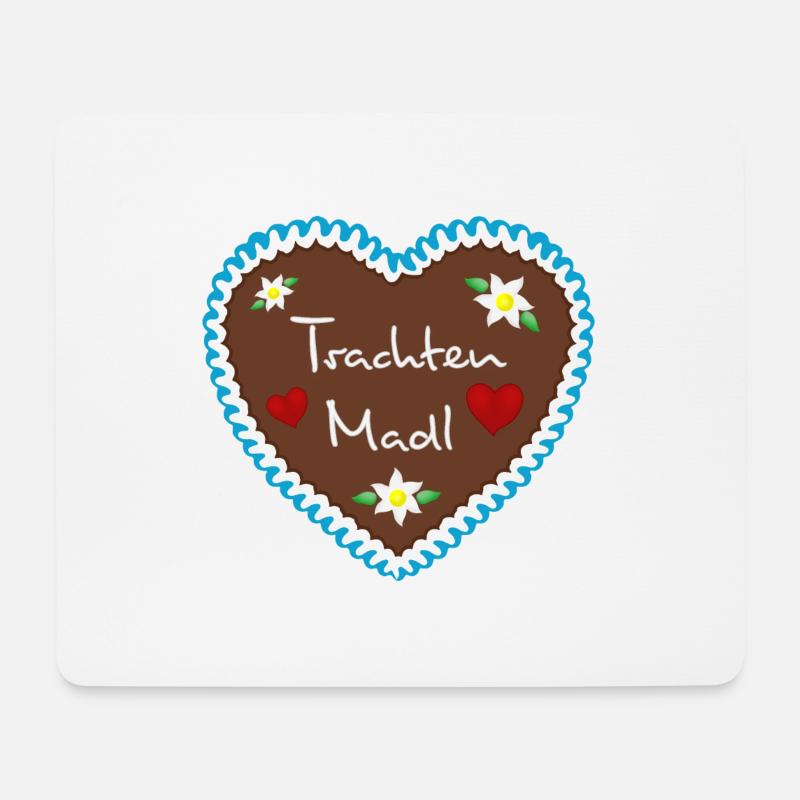 Lebkuchenherz Trachten Madl blau - Mousepad (Querformat) - Weiß
