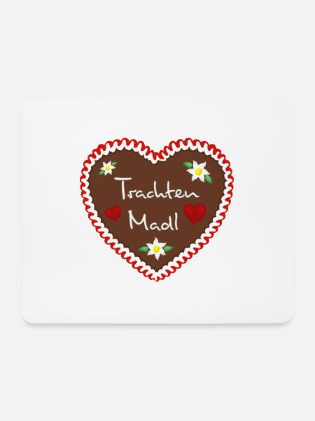Lebkuchenherz Trachten Madl rot - Mousepad (Querformat) - Weiß