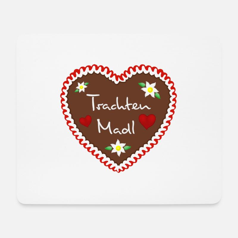 Lebkuchenherz Trachten Madl rot - Mousepad (Querformat) - Weiß