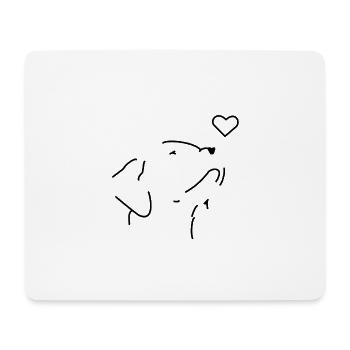 Hund der ein einem Herz schnuppert. - Mousepad (Querformat) - Weiß - Vorne