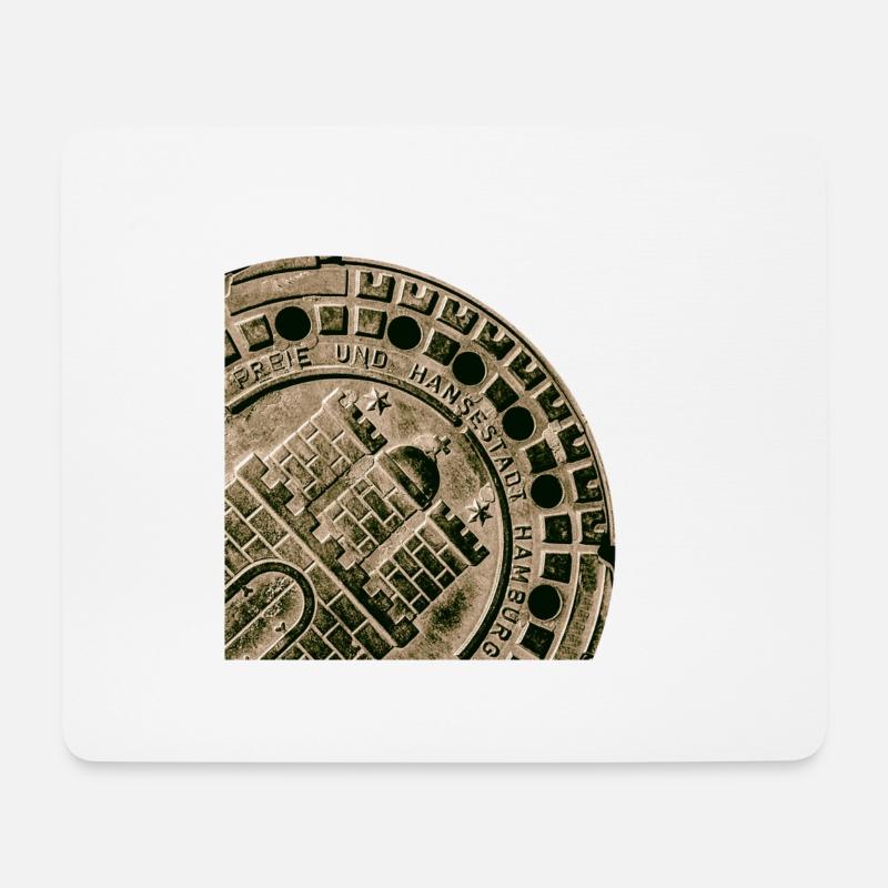 Hamburg ,Wappen, Kanaldeckel - Mousepad (Querformat) - Weiß