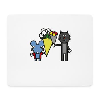 Katze Maus Tierliebe Geschenk - Mousepad (Querformat) - Weiß - Vorne