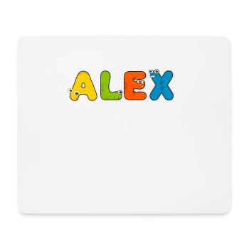 Alex first name name cute cartoon font gift - Mouse Pad (horizontal) - white - Front