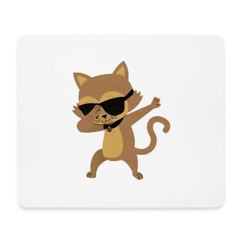 Un chat drôle avec des lunettes de soleil pose - Tapis de souris (format paysage) - blanc - Devant