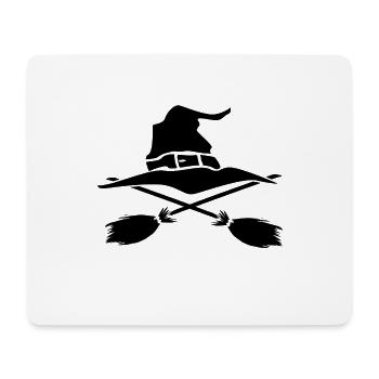 Halloween witch hat witch broom - Mouse Pad (horizontal) - white - Front