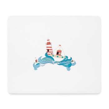 Bateau phare mer voile lac océan - Tapis de souris (format paysage) - blanc - Devant