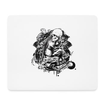 en amour et mort - crâne - squelette - mort - Tapis de souris (format paysage) - blanc - Devant