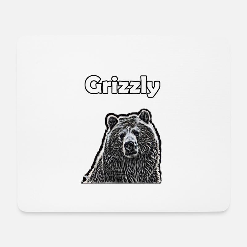 Grizzlybär - Mousepad (Querformat) - Weiß