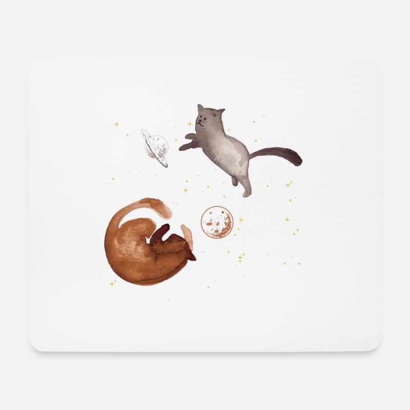 Katze Kosmos Planeten Universum - Mousepad (Querformat) - Weiß