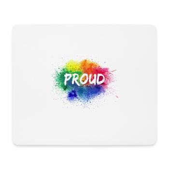 PROUD Color Splash LGBT Gay Pride Arc-en-ciel - Tapis de souris (format paysage) - blanc - Devant