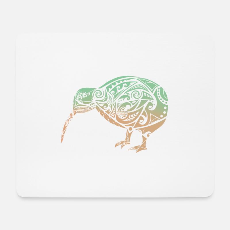 Maori Kiwi Vogel Grün Orange - Geschenkidee - Mousepad (Querformat) - Weiß
