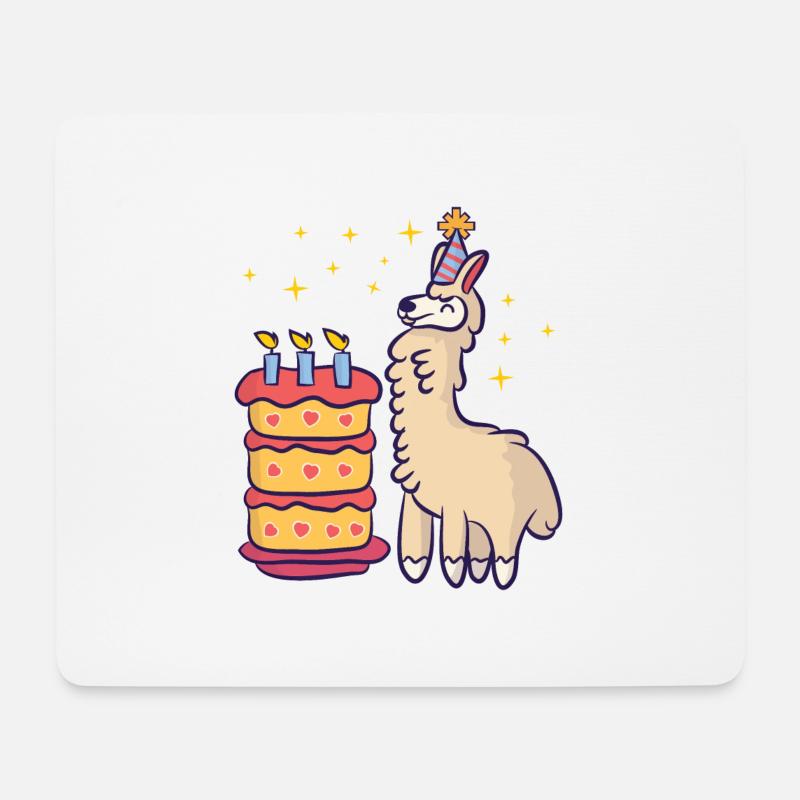 Happy birthday lama - Mouse Pad (horizontal) - white