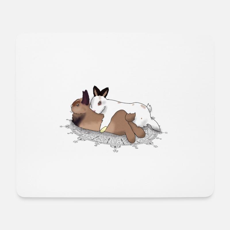 Maya & Loui rabbits - Mouse Pad (horizontal) - white