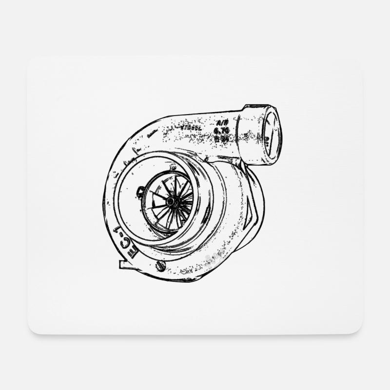 Turbolader Boost Ladedruck Tuning Turbocharger - Mousepad (Querformat) - Weiß