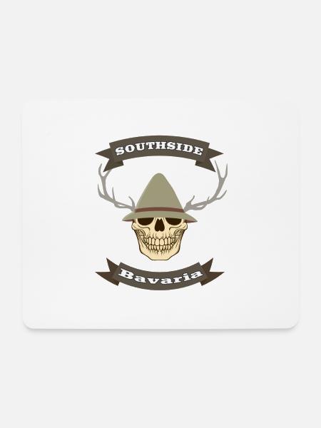 Bayern, Bavaria, Hirsch, Geweih, Totenkopf - Mousepad (Querformat) - Weiß