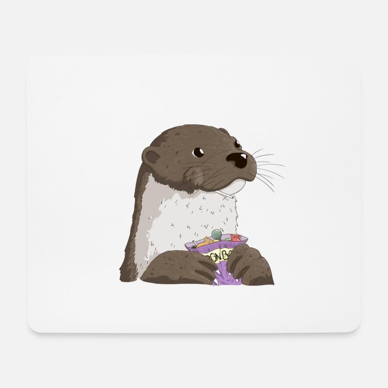 Fischotter Süßigkeiten - Mousepad (Querformat) - Weiß
