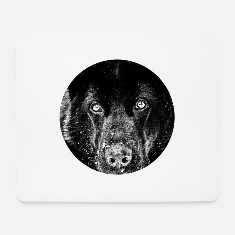 Schwarzer Schäferhund - Mousepad (Querformat) - Weiß
