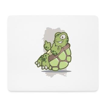 Turtle Zoo Funny Animal Middle Finger Protest - Tapis de souris (format paysage) - blanc - Devant