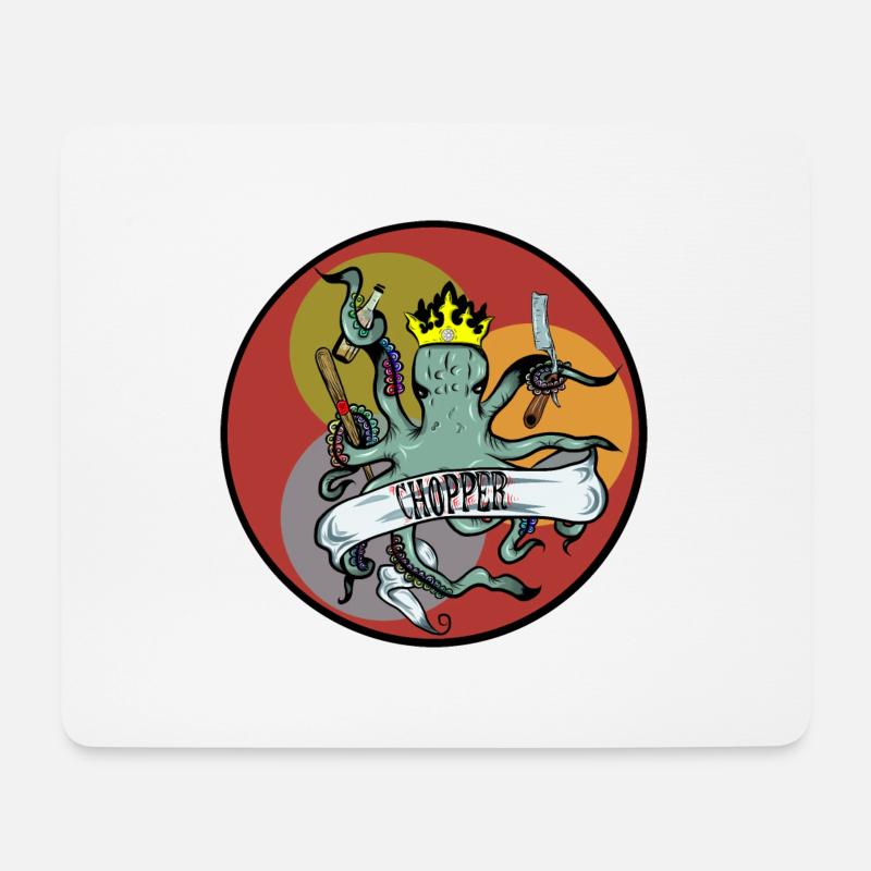 Oktopus Krake mit Krone und chopper - Mousepad (Querformat) - Weiß