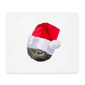 Gorilla mit Weihnachtsmütze, Weihnachtsgeschenk - Mousepad (Querformat) - Weiß - Vorne