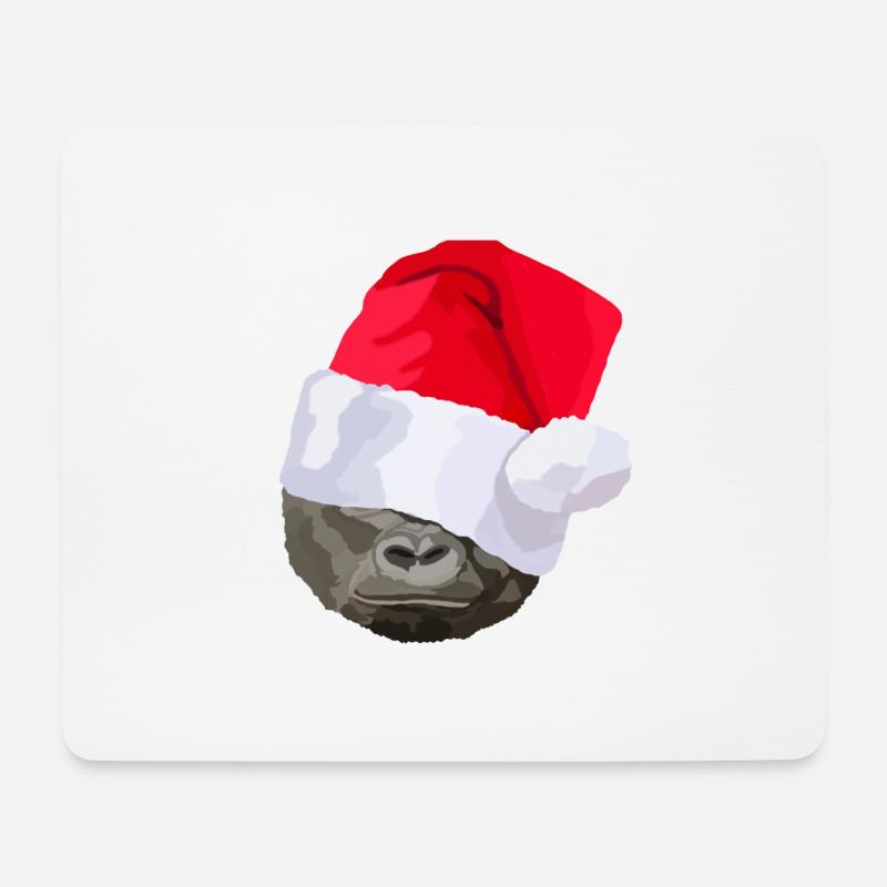 Gorilla mit Weihnachtsmütze, Weihnachtsgeschenk - Mousepad (Querformat) - Weiß