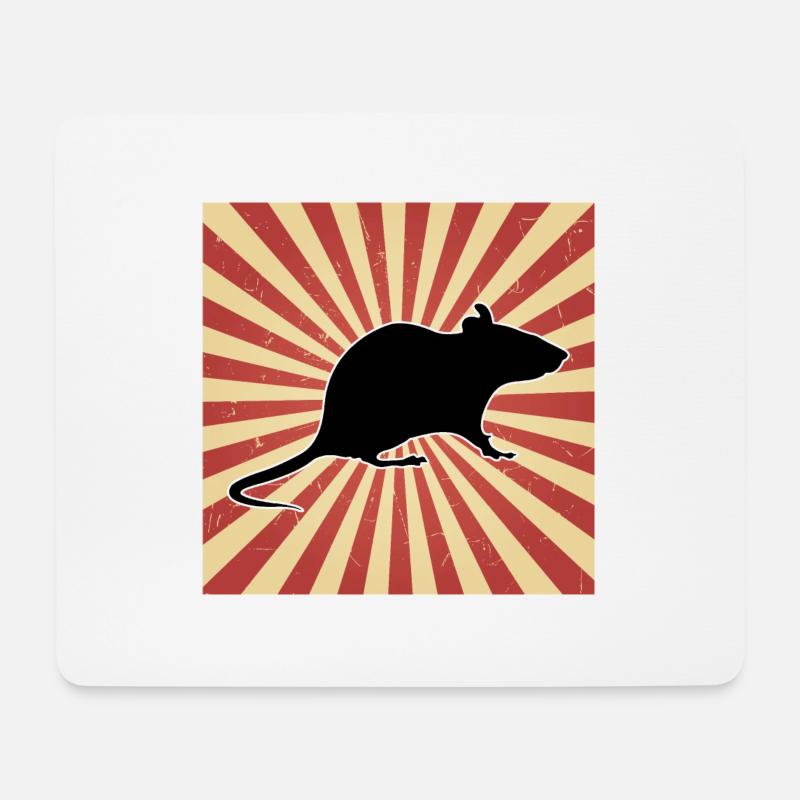 Ratten Ratte Retro Vintage Geschenk Sonnenaufgang - Mousepad (Querformat) - Weiß