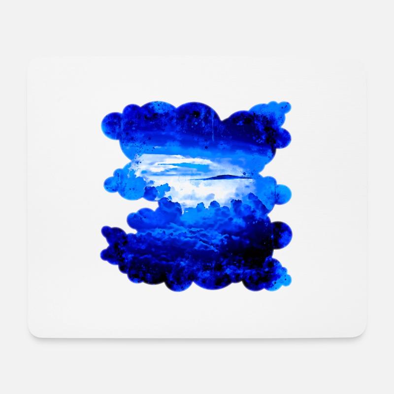 gxp wolkiger Himmel blau Spritzer Wasserfarbe - Mousepad (Querformat) - Weiß