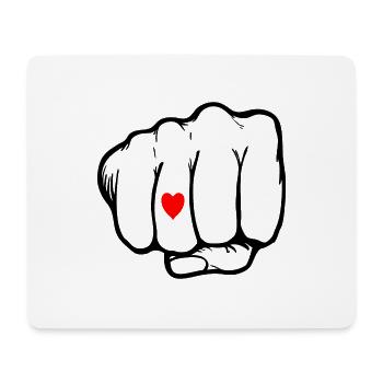 Herz Liebe Love Tattoo Tätowierung Faust Geschenk - Mousepad (Querformat) - Weiß - Vorne