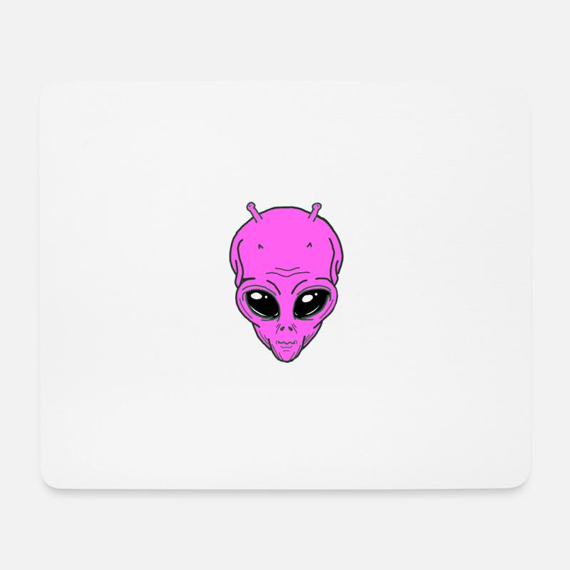Alien lila Alien Kopf mit Fühler hat Augenkontakt - Mousepad (Querformat) - Weiß