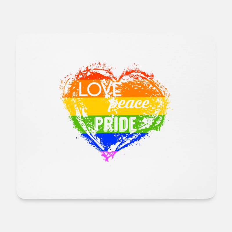 LGBT Love Peace Pride Herz Gay Pride Regenbogen - Mousepad (Querformat) - Weiß