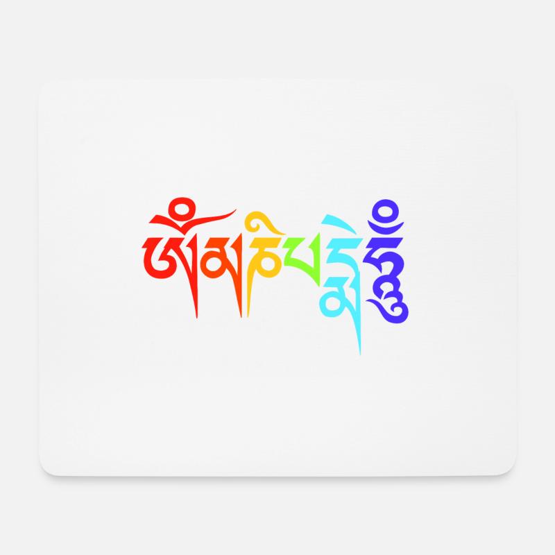 Om Mani Padme Hum - Rainbow Edition - Mousepad (Querformat) - Weiß