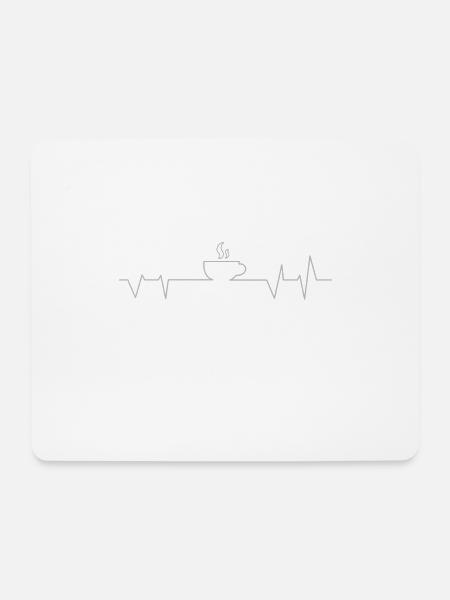 EKG, Kaffee , Herzschlag - Mousepad (Querformat) - Weiß