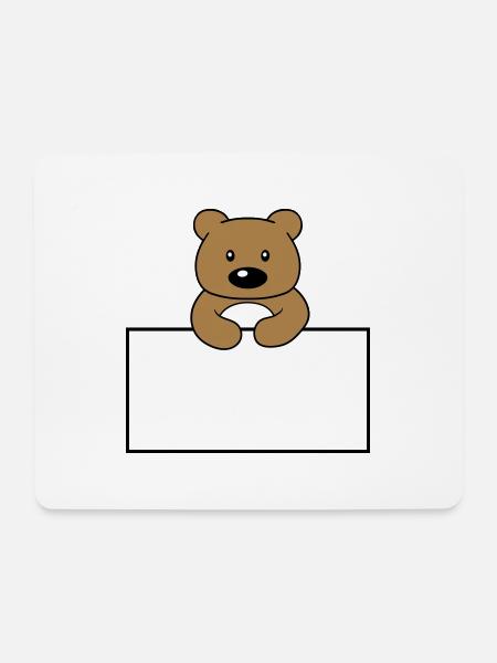name schild rahmen text schreiben teddy grizzly ba - Mousepad (Querformat) - Weiß
