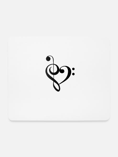 Herz Musik Notenschlüssel Bass Clef - Mousepad (Querformat) - Weiß