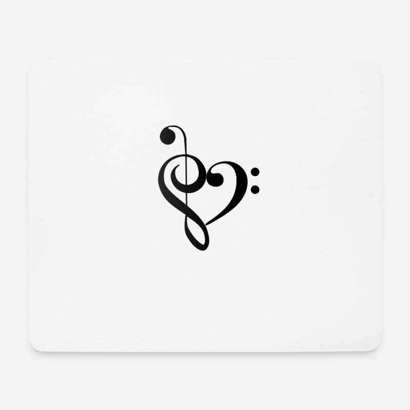 Herz Musik Notenschlüssel Bass Clef - Mousepad (Querformat) - Weiß