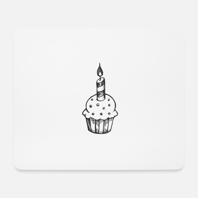 Muffin mit Kerze - Mousepad (Querformat) - Weiß