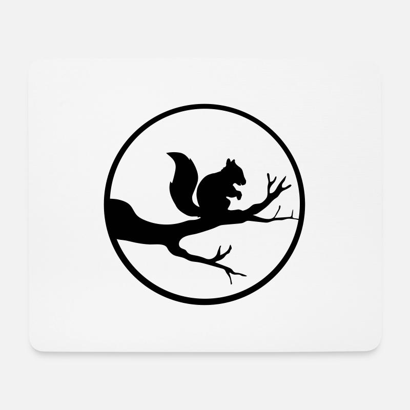 rund mond kreis nacht schatten ast schwarz eichhoe - Mousepad (Querformat) - Weiß