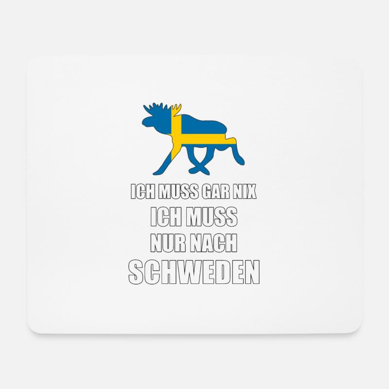 Ich muss nach SCHWEDEN Sverige Elch Geschenk - Mousepad (Querformat) - Weiß